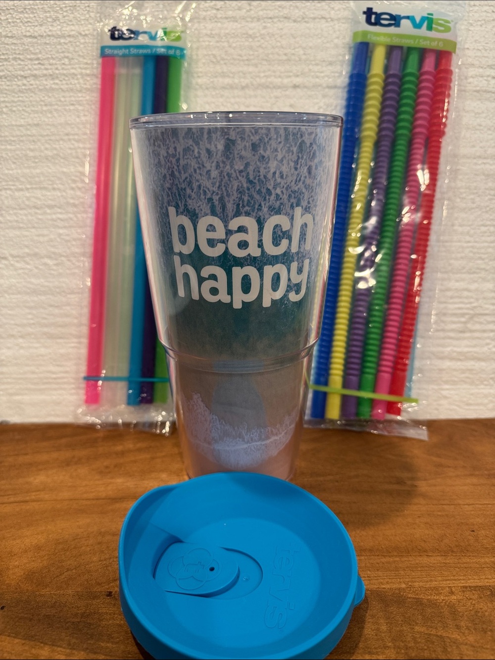 tervis Insulated Tumbler 30A Beach Graphic “beach happy” 24 oz w/straws